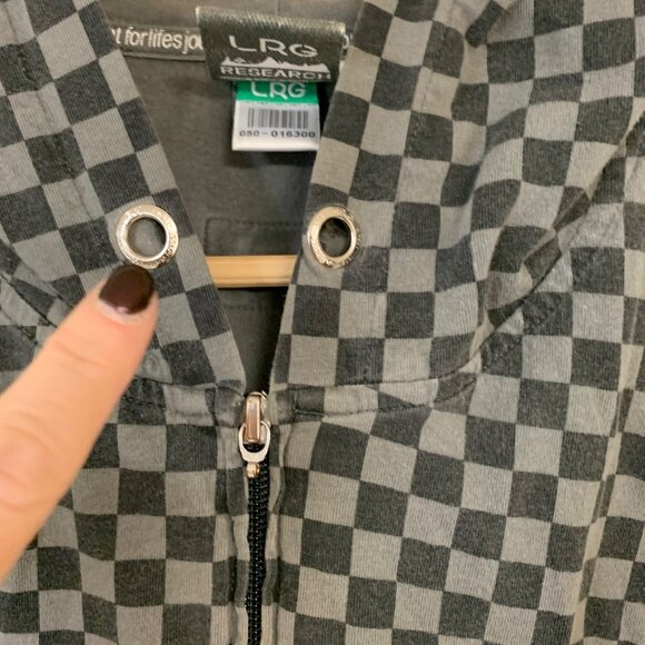 LRG Mens Checkered Hoodie With Bold Logo Design Size XL 100% Cotton Black & Gray - Picture 11 of 11